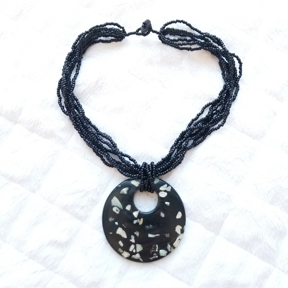 Hand Crafted Abalone Shell Statement Necklace - image 8